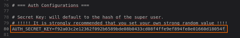 Archivo .env con la clave AUTH_SECRET_KEY