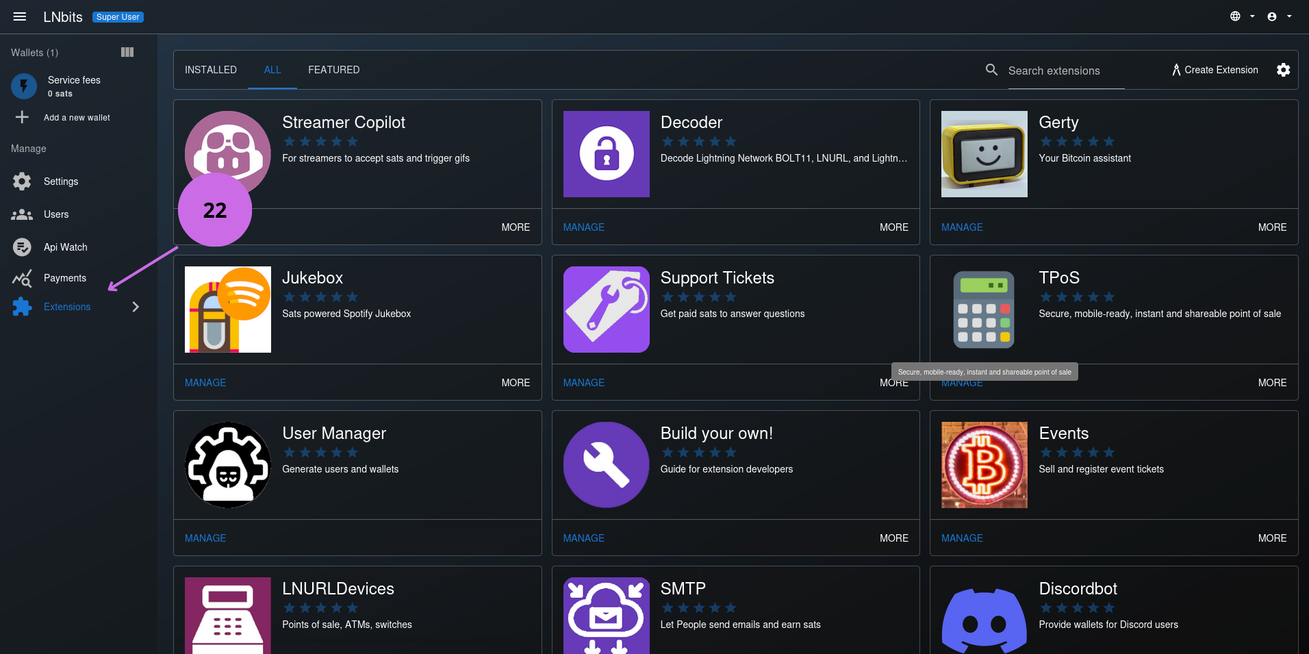 LNbits Extension Page