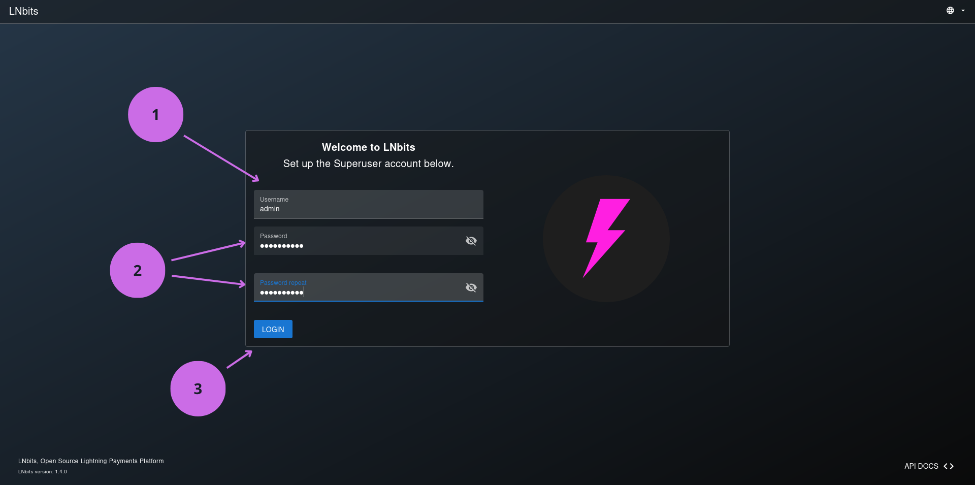 LNbits First Install