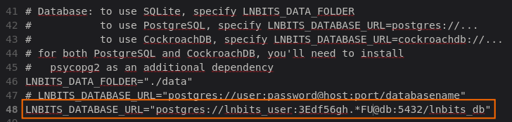 Variable LNBITS_DATABASE_URL