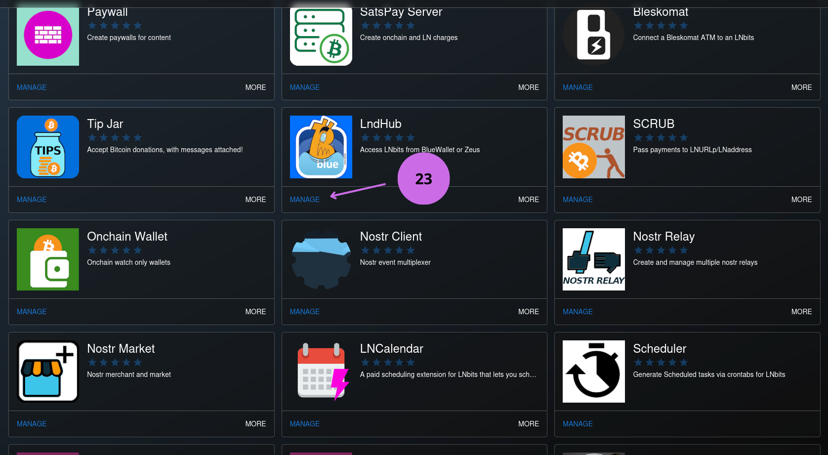 LNbits Select Extension to Install