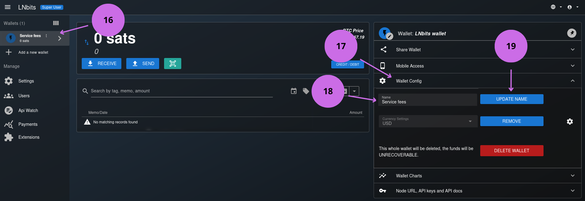 LNbits Wallet Rename
