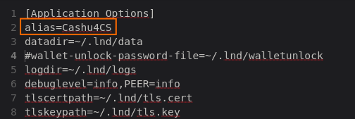 Archivo lnd.conf parámetro alias