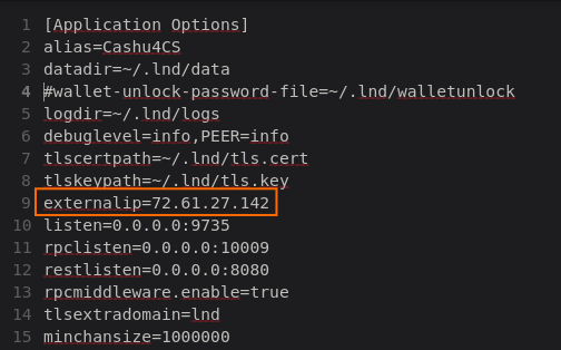 Archivo lnd.conf parámetro externalip