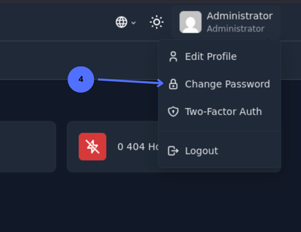 User Menu Change Password
